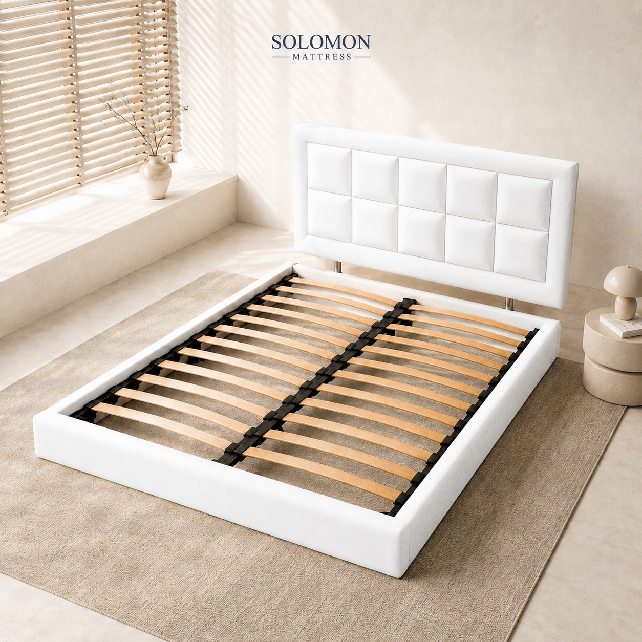 ฐานรองหัวเตียง 6 ฟุต SOLOMON รุ่น COBBLE สีขาว_2